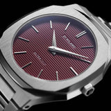 D1 Milano Ultra Thin Bordeaux Red Dial Silver Steel Strap Watch for Unisex - D1-UTBJ11 Authentic Buy Shop Now