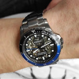 Fossil FB-01 Automatic Skeleton Black Dial Grey Steel Strap Watch for Men - ME3201 Authentic Buy Shop Now