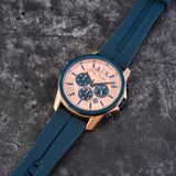 Armani Exchange Hampton Chronograph Rose Gold Dial Blue Silicone Strap Watch For Men - AX1730 Authentic Buy Shop Now