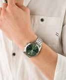 Emporio Armani Chronograph Green Dial Silver Steel Strap Watch For Men - AR11480 Authentic Buy Shop Now