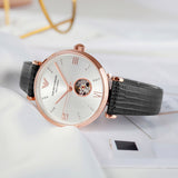 Emporio Armani Gianni T Bar Mother of Pearl White Dial Black Leather Strap Watch For Women - AR60047 Authentic Buy Shop Now