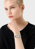 Emporio Armani Gianni T Bar White Mother Of Pearl Dial Two Tone Steel Strap Watch For Women - AR11519 Authentic Buy Shop Now