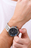 Hugo Boss One Chronograph Blue Dial Silver Steel Strap Watch For Men - 1513999 Authentic Buy Shop Now