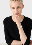 Emporio Armani Gianni T Bar Crystals Silver Dial Brown Leather Strap Watch For Women - AR11518 Authentic Buy Shop Now