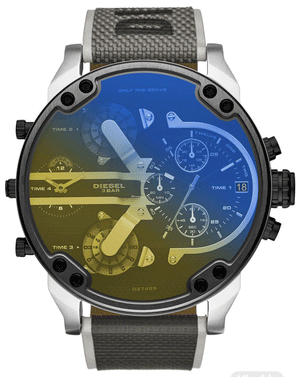 Diesel Mr. Daddy 2.0 Chronograph Black Dial Grey Nylon Strap Watch For Men - DZ7429 Authentic Buy Shop Now