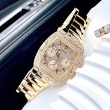 Guess Phoenix Multifunction Crystals Gold Dial Gold Steel Strap Watch For Men - GW0094G2 Authentic Buy Shop Now