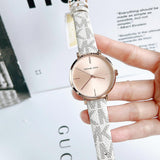 Michael Kors Jayne Three Hand Rose Gold Dial White Leather Strap Watch For Women - MK7128 Authentic Buy Shop Now