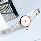 Michael Kors Jayne Three Hand Rose Gold Dial White Leather Strap Watch For Women - MK7128 Authentic Buy Shop Now