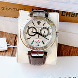 Versace Aion Chronograph White Dial Brown Leather Strap Watch for Men - VBR010017 Authentic Buy Shop Now
