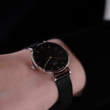 Daniel Wellington Petite Ashfield Black Dial Black Mesh Strap Watch For Women - DW00100246 Authentic Buy Shop Now