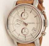 Fossil Boyfriend Chronograph White Dial Brown Leather Strap Watch for Women - ES3625 Authentic Buy Shop Now