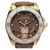 Gucci Dive Doraemon Brown Dial Brown Leather Strap Watch For Men - YA136334 Authentic Buy Shop Now