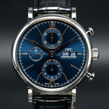 IWC Portofino Chronograph Blue Dial Black Leather Strap Watch for Men - IW391036 Authentic Buy Shop Now
