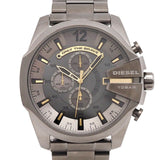 Diesel Mega Chief Chronograph Grey Dial Grey Steel Strap Watch For Men - DZ4466 Authentic Buy Shop Now