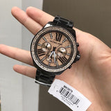 Michael Kors Wren Chronograph Gold Diamonds Dial Black Steel Strap Watch for Women - MK5879 Authentic Buy Shop Now