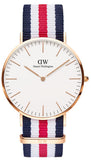 Daniel Wellington Classic Canterbury White Dial Two Tone Nylon Strap Watch For Men - DW00100002 Authentic Buy Shop Now