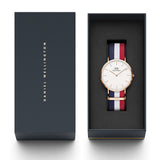 Daniel Wellington Classic Cambridge White Dial Two Tone NATO Strap Watch For Men - DW00100003 Authentic Buy Shop Now