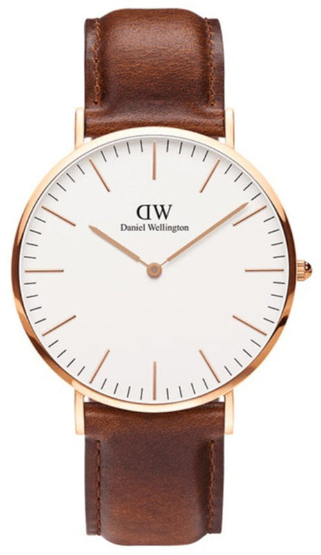Daniel Wellington Classic St Mawes White Dial Brown Leather Strap Watch For Men - DW00100006 Authentic Buy Shop Now