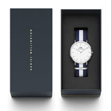 Daniel Wellington Classic Glasgow White Dial Two Tone NATO Strap Watch For Men - DW00100018 Authentic Buy Shop Now