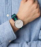 Daniel Wellington Classic Warwick White Dial Two Tone Nylon Strap Watch for Men - DW00100019 Authentic Buy Shop Now