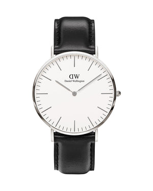 Daniel Wellington Classic Sheffield White Dial Black Leather Strap Watch For Men - DW00100020 Authentic Buy Shop Now