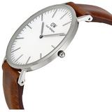 Daniel Wellington Classic St Mawes White Dial Brown Leather Strap Watch For Men - DW00100021 Authentic Buy Shop Now