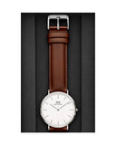 Daniel Wellington Classic St Mawes White Dial Brown Leather Strap Watch For Men - DW00100021 Authentic Buy Shop Now