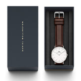 Daniel Wellington Classic Bristol Quartz White Dial Brown Leather Strap Watch For Men - DW00100023 Authentic Buy Shop Now