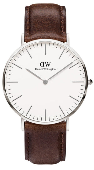 Daniel Wellington Classic Bristol Quartz White Dial Brown Leather Strap Watch For Men - DW00100023 Authentic Buy Shop Now
