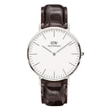 Daniel Wellington Classic York White Dial Black Leather Strap Watch For Men - DW00100025 Authentic Buy Shop Now