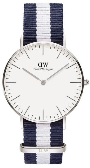 Daniel Wellington Classic Glasgow White Dial Two Tone NATO Strap Unisex Watch - DW00100047 Authentic Buy Shop Now