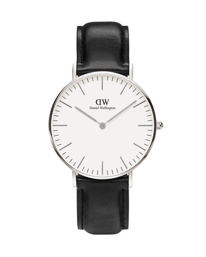 Daniel Wellington Classic Sheffield White Dial Black Leather Strap Watch For Women - DW00100053 Authentic Buy Shop Now