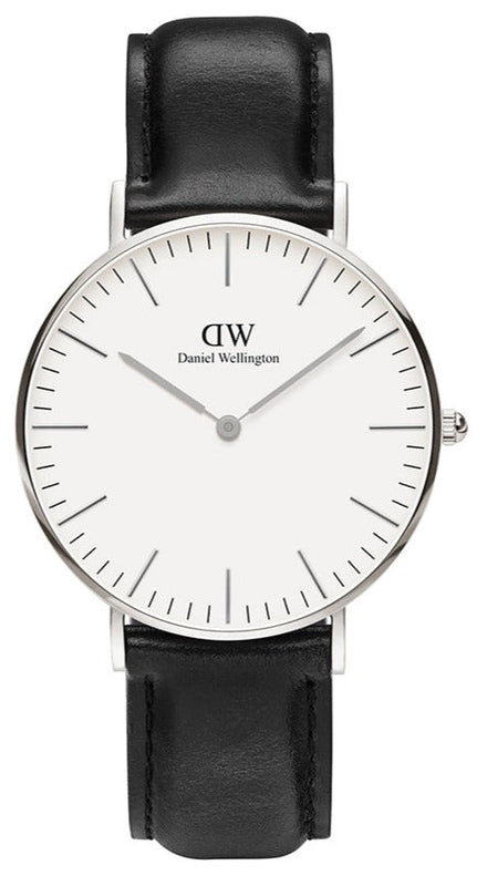 Daniel Wellington Classic Sheffield White Dial Black Leather Strap Watch For Women - DW00100053 Authentic Buy Shop Now