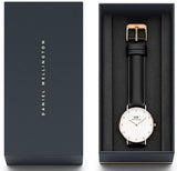 Daniel Wellington Classic Sheffield White Dial Black Leather Strap Watch For Women - DW00100076 Authentic Buy Shop Now