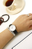 Daniel Wellington Classy Sheffield White Dial Black Leather Strap Watch For Women - DW00100080 Authentic Buy Shop Now