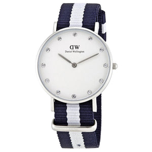 Daniel Wellington Classy Glasgow White Dial Two Tone Nylon Strap Watch For Women - DW00100082 Authentic Buy Shop Now