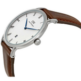 Daniel Wellington Dapper Bristol White Dial Brown Leather Strap Watch For Women - DW00100098 Authentic Buy Shop Now