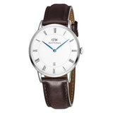 Daniel Wellington Dapper Bristol White Dial Brown Leather Strap Watch For Women - DW00100090 Authentic Buy Shop Now
