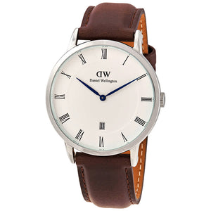 Daniel Wellington Dapper Bristol White Dial Brown Leather Strap Watch For Women - DW00100090 Authentic Buy Shop Now