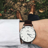 Daniel Wellington Dapper Bristol White Dial Brown Leather Strap Watch For Women - DW00100090 Authentic Buy Shop Now