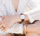 Daniel Wellington Dapper Bristol White Dial Brown Leather Strap Watch For Women - DW00100094 Authentic Buy Shop Now