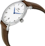 Daniel Wellington Dapper Bristol White Dial Brown Leather Strap Watch For Women - DW00100098 Authentic Buy Shop Now