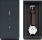 Daniel Wellington Dapper Bristol White Dial Brown Leather Strap Watch For Women - DW00100098 Authentic Buy Shop Now