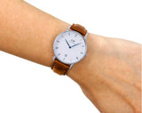Daniel Wellington Dapper Durham Analog White Dial Brown Leather Strap Watch For Women - DW00100114 Authentic Buy Shop Now