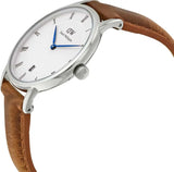 Daniel Wellington Dapper Durham Analog White Dial Brown Leather Strap Watch For Women - DW00100114 Authentic Buy Shop Now