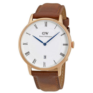 Daniel Wellington Dapper Durham White Dial Brown Leather Strap Watch For Men - DW00100115 Authentic Buy Shop Now