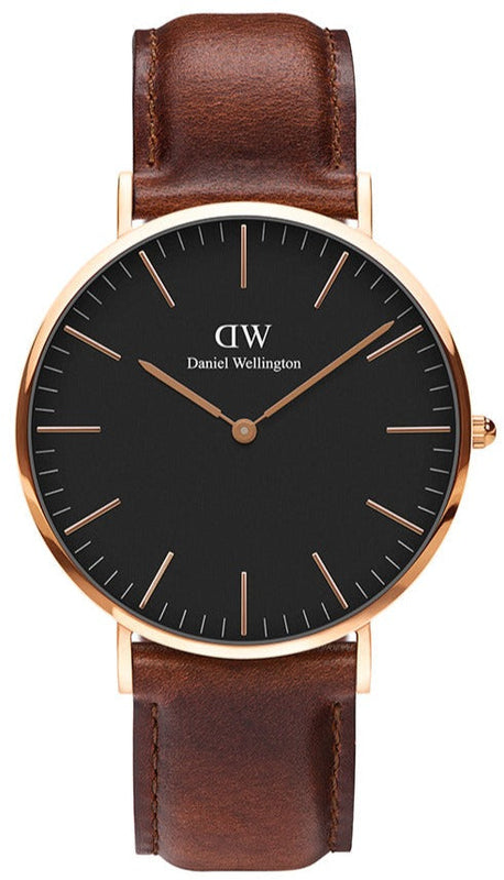 Daniel Wellington Classic St Mawes Black Dial Brown Leather Strap Watch For Men - DW00100124 Authentic Buy Shop Now