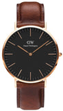 Daniel Wellington Classic St Mawes Black Dial Brown Leather Strap Watch For Men - DW00100124 Authentic Buy Shop Now