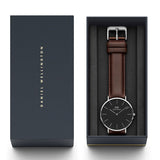 Daniel Wellington Classic Bristol Black Dial Brown Leather Strap Watch For Men - DW00100131 Authentic Buy Shop Now