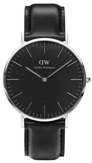 Daniel Wellington Classic Sheffield Black Dial Black Leather Strap Watch For Men - DW00100133 Authentic Buy Shop Now